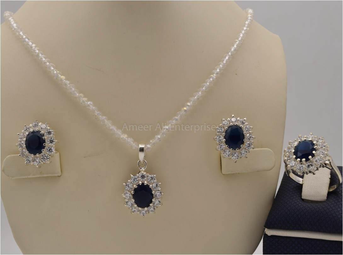 AAE 2546 Chandi Set 925, Stone: Zircon - AmeerAliEnterprises