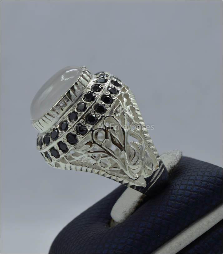 AAE 5826 Chandi Ring 925, Stone: Dur e Najaf - AmeerAliEnterprises