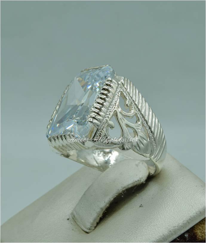 AAE 2249 Chandi Ring 925, Stone: Zircon - AmeerAliEnterprises