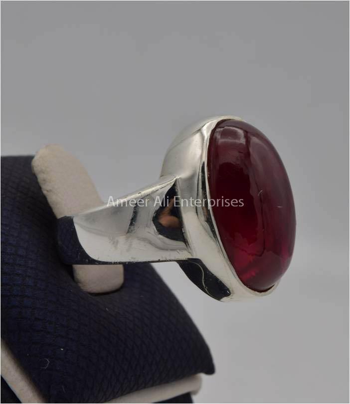 AAE 2210 Chandi Ring, Stone: Irani Poota Yaqoot (Anari Yaqoot) - AmeerAliEnterprises