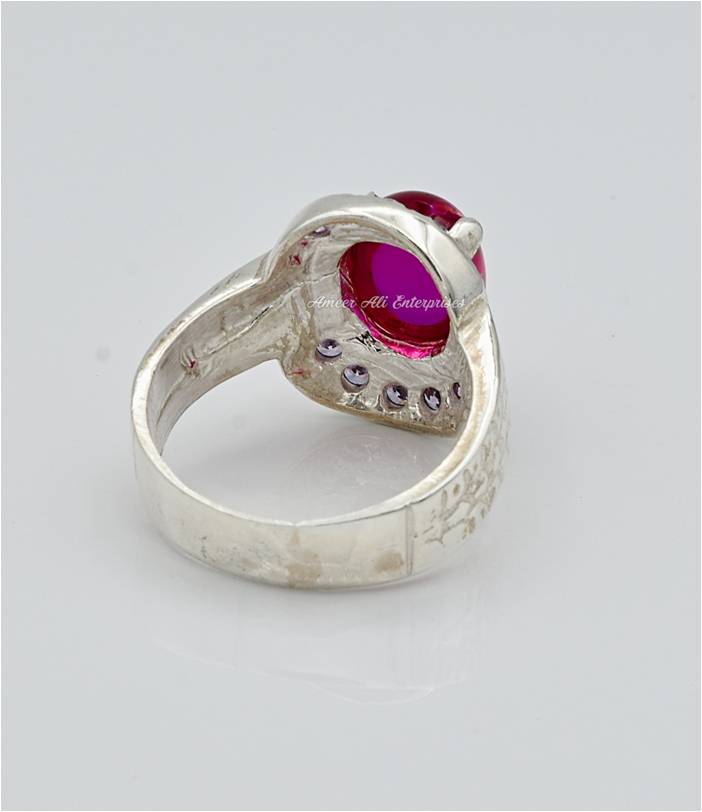 AAE 6640 Chandi Ring 925, Stone: Irani Pooat Yaqoot