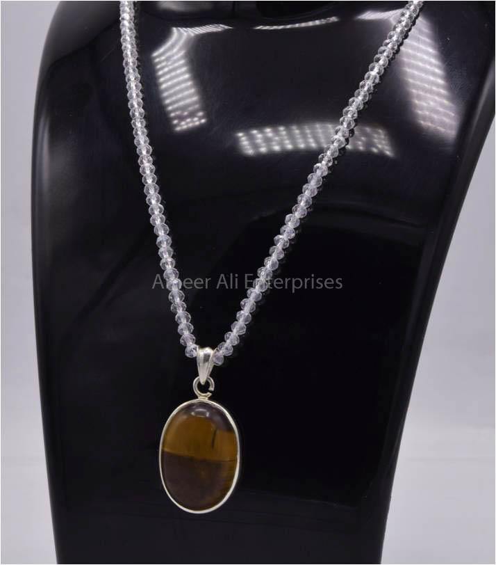 AAE 5840 Chandi Pendant 925, Stone: Tiger's Eye - AmeerAliEnterprises