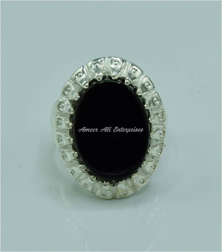 AAE 6824 CHANDI RING 925, STONE: BLACK AQEEQ
