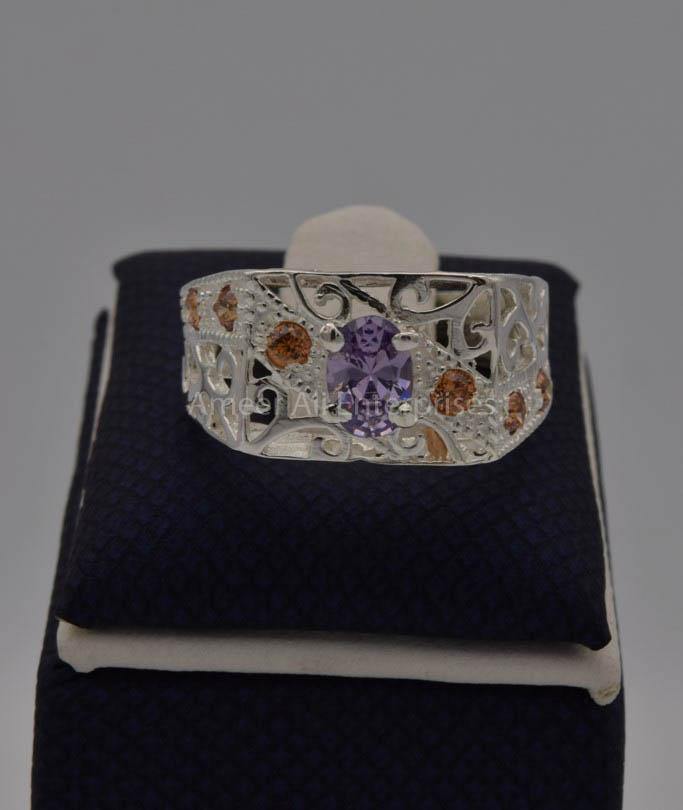 AAE 7416 Chandi Ring 925, Stone: Zircon - AmeerAliEnterprises