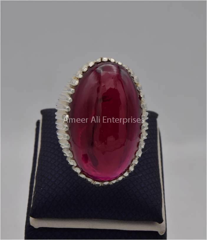 AAE 2211 Chandi Ring 925, Stone: Irani Poota Yaqoot (Anari Yaqoot) - AmeerAliEnterprises