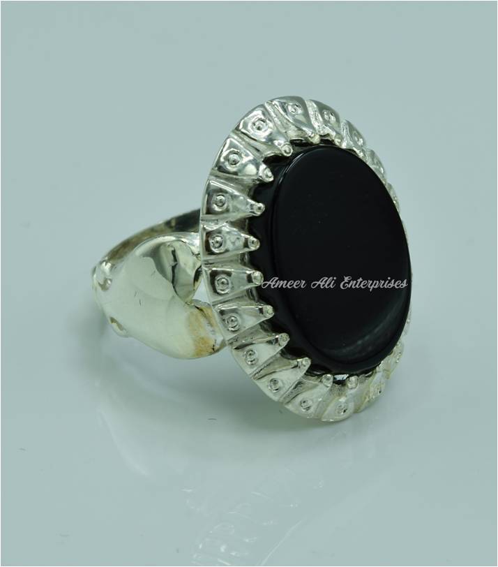 AAE 6824 CHANDI RING 925, STONE: BLACK AQEEQ