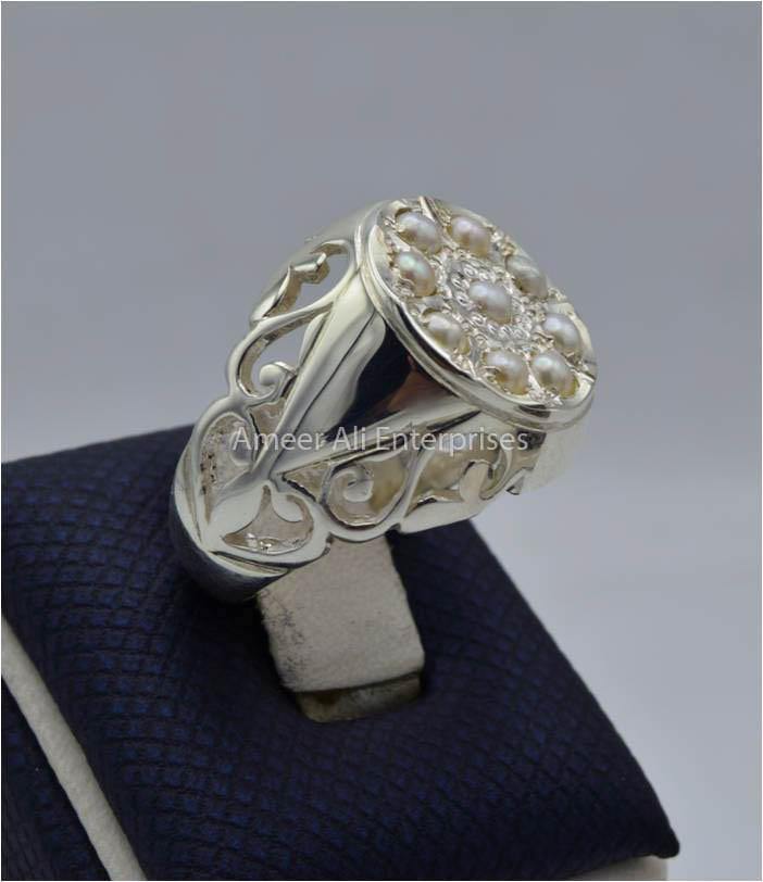 AAE 5802 Chandi Ring 925, Stone Pearl - AmeerAliEnterprises