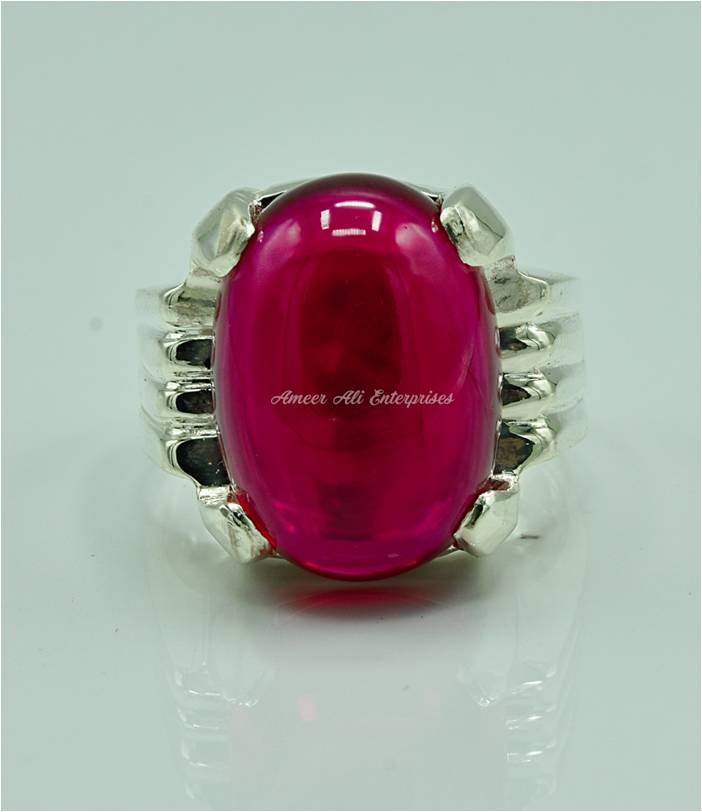 AAE 6865 Chandi Ring 925, Stone: Irani Poota Yaqoot