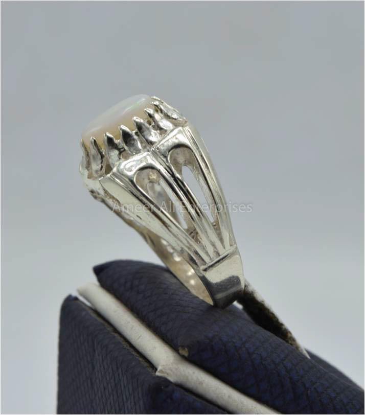 AAE 5927 Chandi Ring 925, Stone: Opal - AmeerAliEnterprises