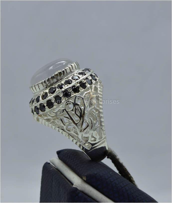AAE 5826 Chandi Ring 925, Stone: Dur e Najaf - AmeerAliEnterprises