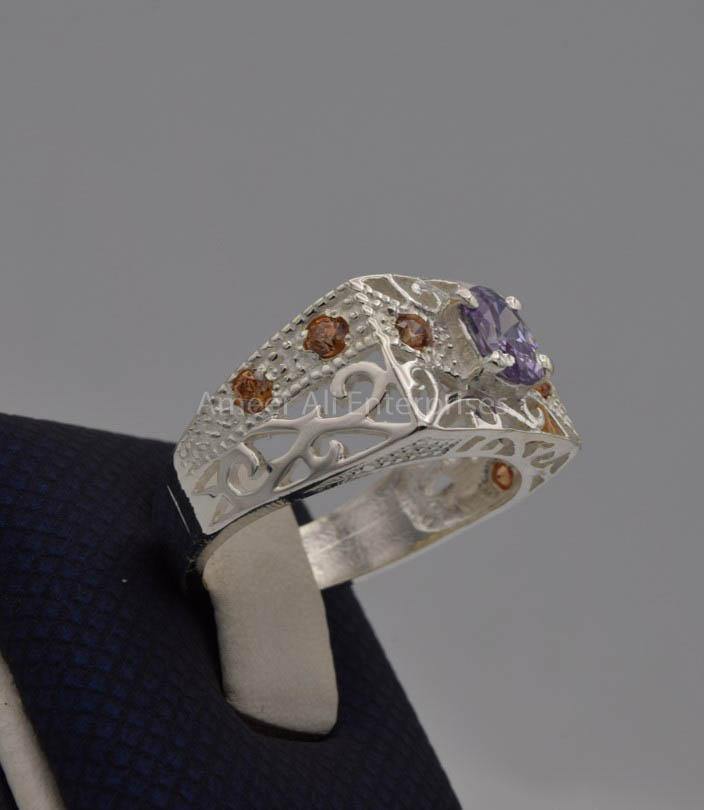 AAE 7416 Chandi Ring 925, Stone: Zircon - AmeerAliEnterprises
