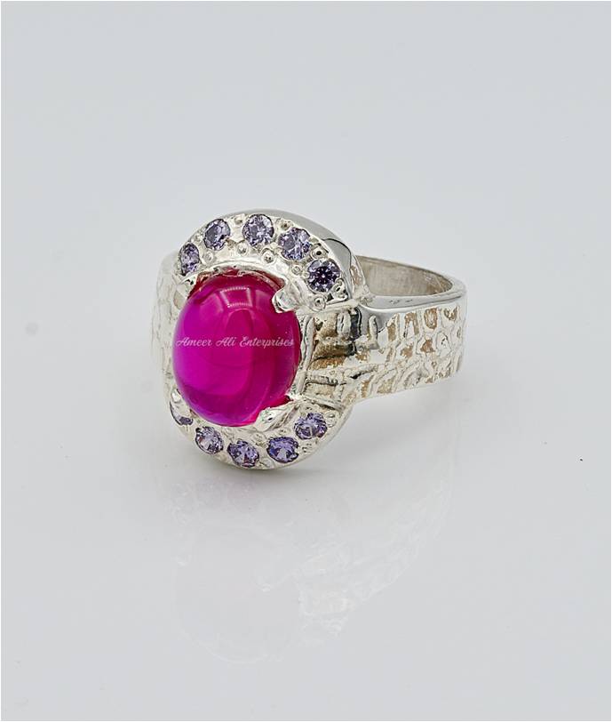 AAE 6640 Chandi Ring 925, Stone: Irani Pooat Yaqoot