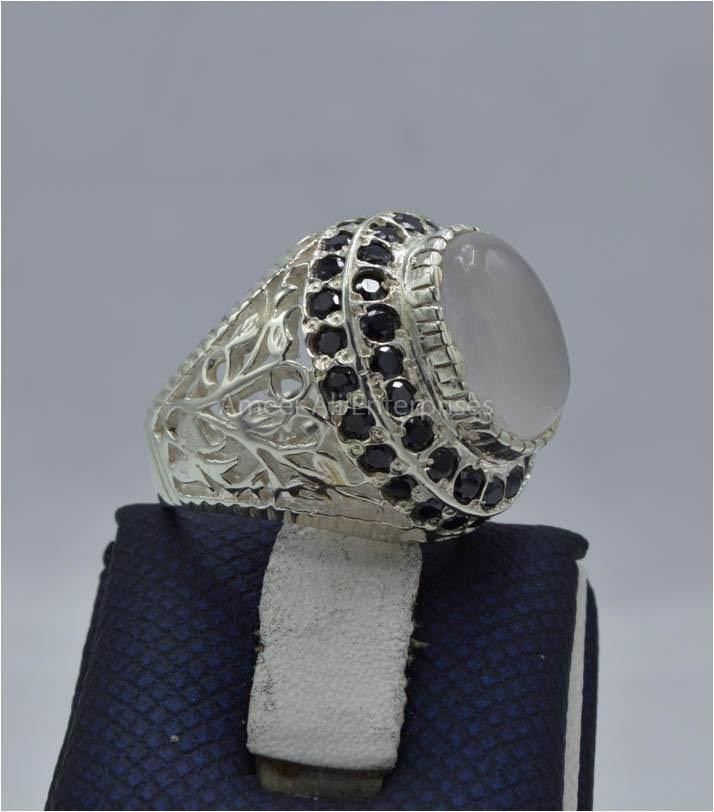 AAE 5826 Chandi Ring 925, Stone: Dur e Najaf - AmeerAliEnterprises