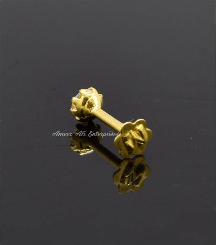 AAE 6887 Gold Nose pin, Stone: Zircon