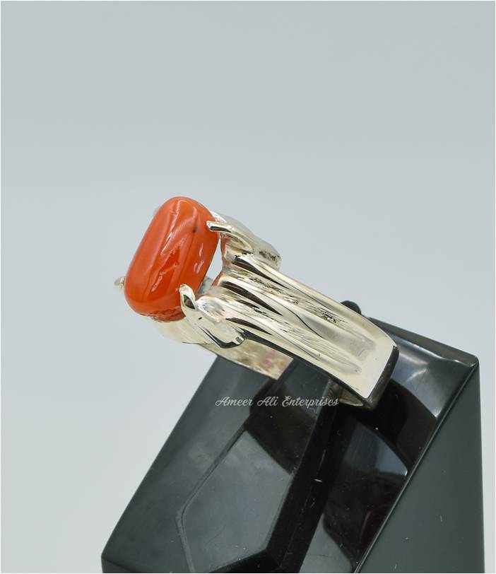 AAE 6273 Chandi Ring 925, Stone: Marjan (Coral)