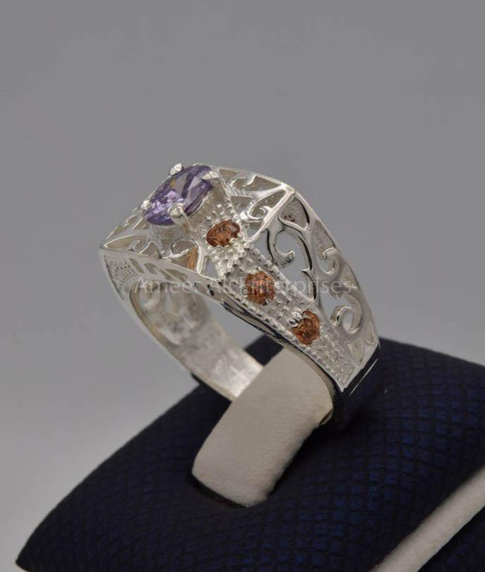 AAE 7416 Chandi Ring 925, Stone: Zircon - AmeerAliEnterprises