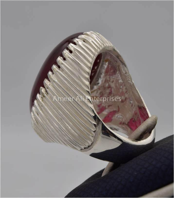AAE 2211 Chandi Ring 925, Stone: Irani Poota Yaqoot (Anari Yaqoot) - AmeerAliEnterprises