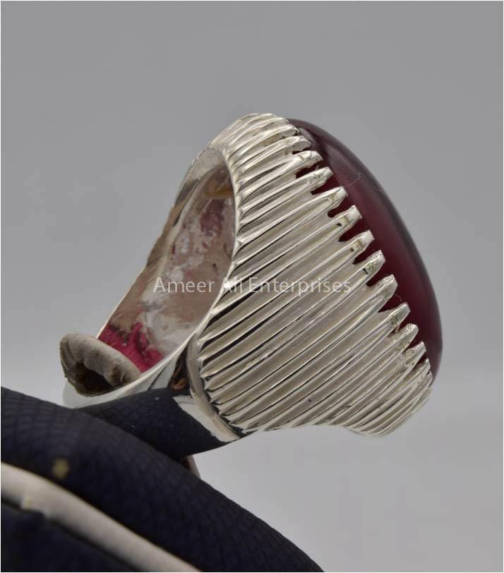 AAE 2211 Chandi Ring 925, Stone: Irani Poota Yaqoot (Anari Yaqoot) - AmeerAliEnterprises
