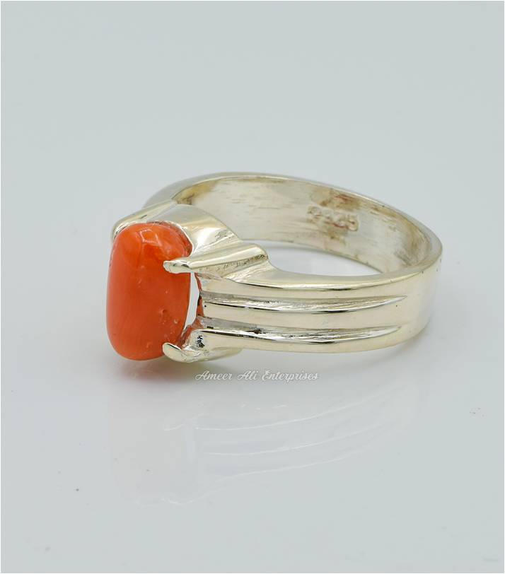 AAE 6273 Chandi Ring 925, Stone: Marjan (Coral)