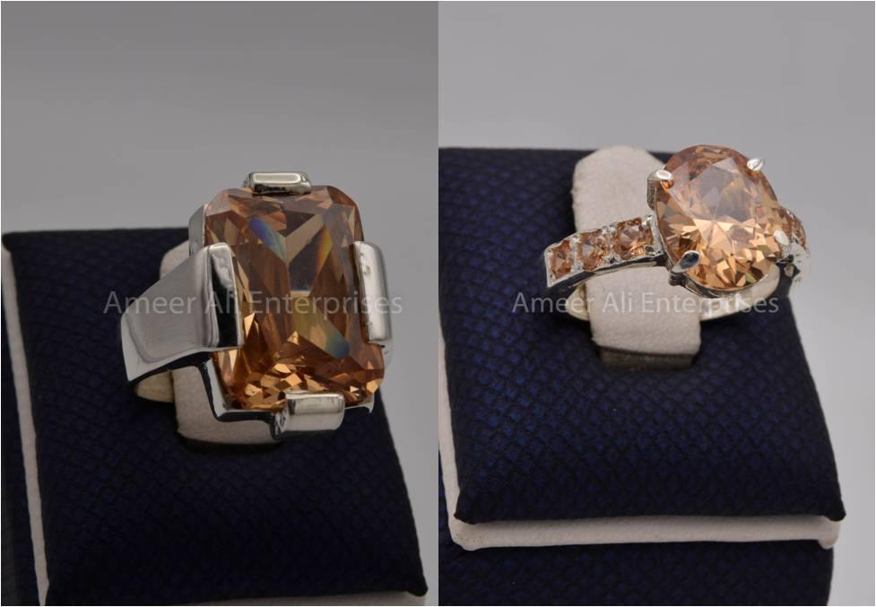 Silver Couple Rings: Pair 86, Stone: Zircon - AmeerAliEnterprises