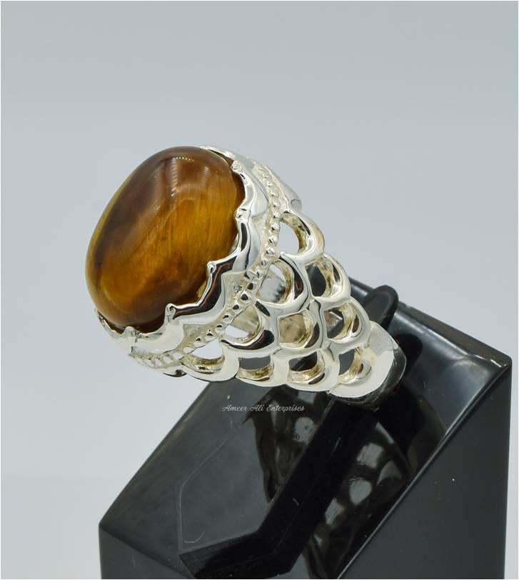 AAE 6241 Chandi Ring 925, Stone: Tiger's Eye