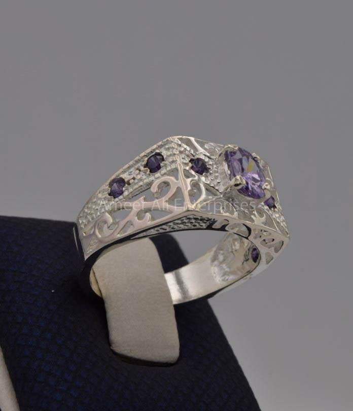 AAE 7417 Chandi Ring 925, Stone: Zircon - AmeerAliEnterprises