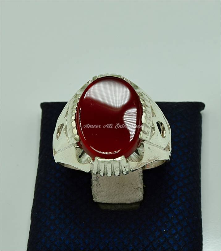 AAE 4391 Chandi Ring 925, Stone: Red Aqeeq