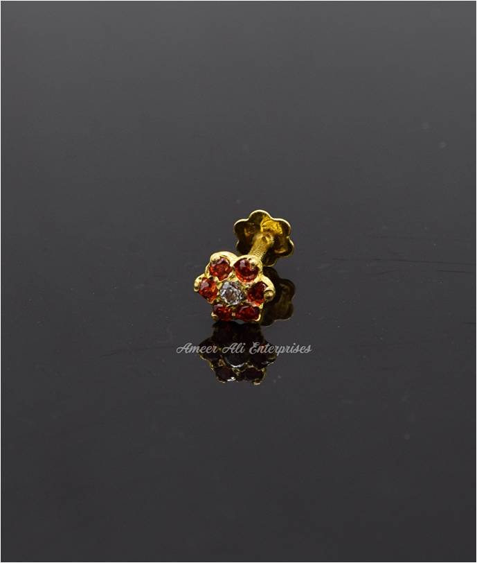 AAE 6889 Gold Nose pin, Stone: Zircon