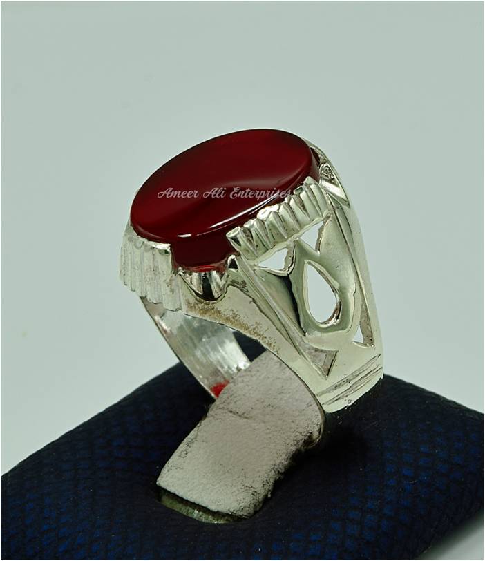AAE 4391 Chandi Ring 925, Stone: Red Aqeeq