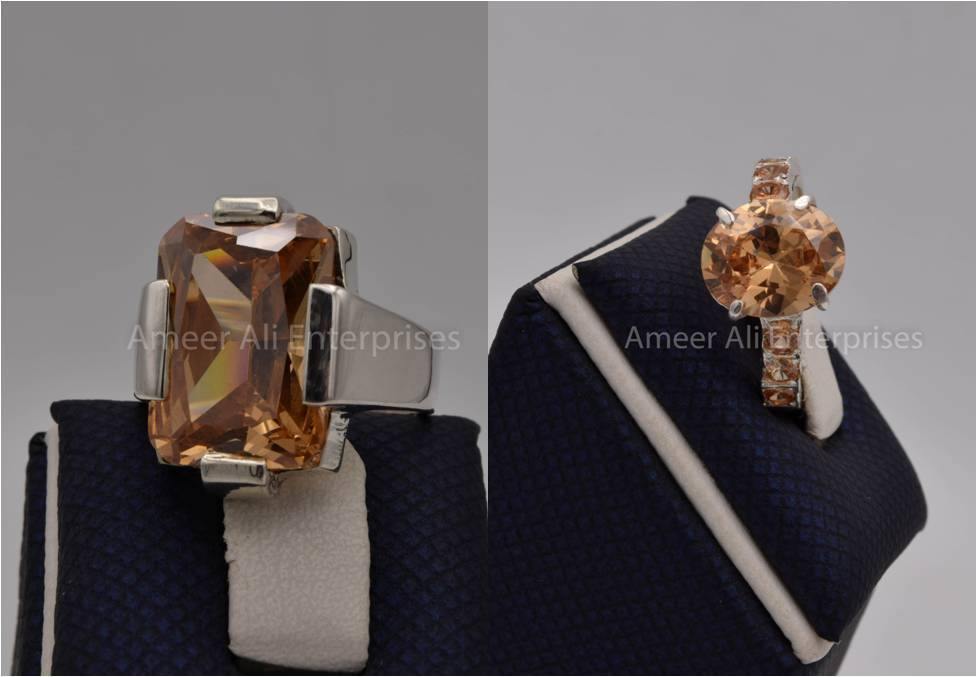 Silver Couple Rings: Pair 86, Stone: Zircon - AmeerAliEnterprises