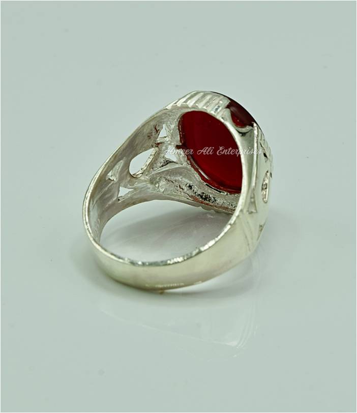 AAE 4391 Chandi Ring 925, Stone: Red Aqeeq