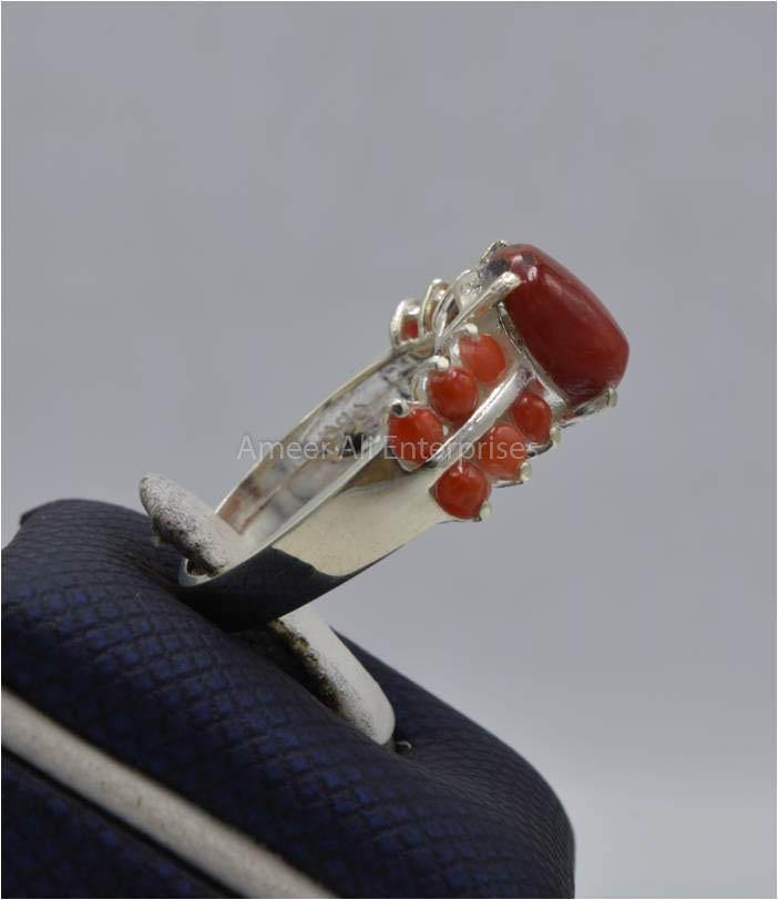 AAE 5827 Chandi Ring 925, Stone: Marjan - AmeerAliEnterprises