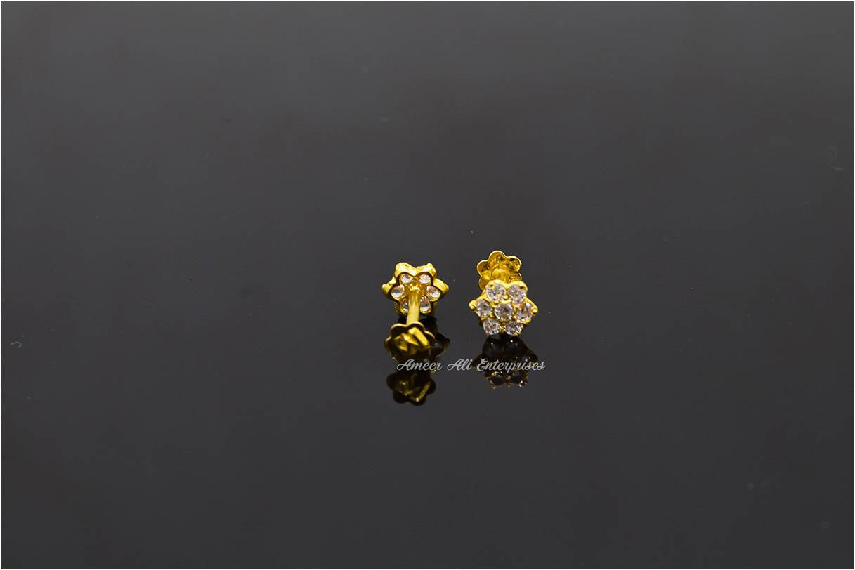 AAE 6931 Gold Ear Studs, Stone: Zircon