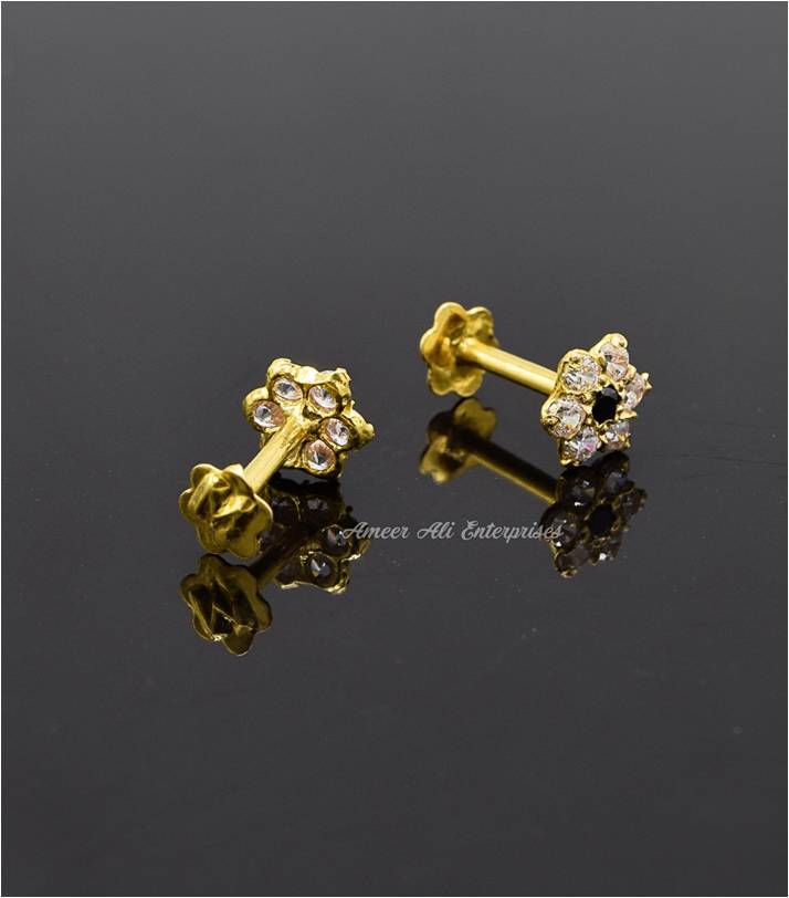 AAE 6890 Gold Ear Studs, Stone: Zircon1
