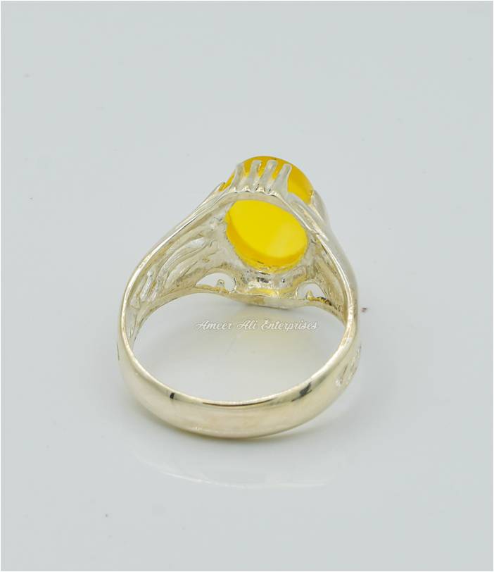 AAE 6288 Chandi Ring 925, Stone: Yellow Aqeeq