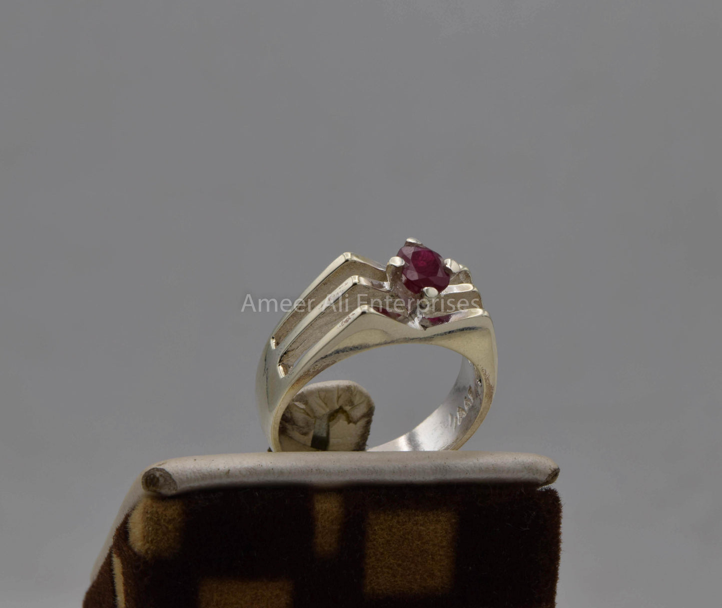 AAE 5705 Chandi Ring 925, Stone: Ruby - AmeerAliEnterprises