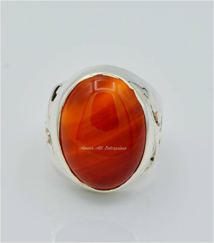 AAE 6231 Chandi Ring 925, Stone: Red Aqeeq