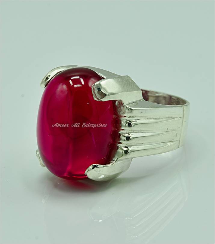 AAE 6865 Chandi Ring 925, Stone: Irani Poota Yaqoot