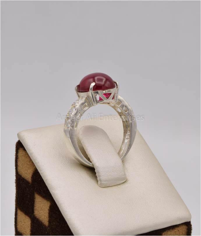 AAE 2502 Chandi Ring 925, Stone: Irani Poota Yaqoot (Anari Yaqoot) - AmeerAliEnterprises
