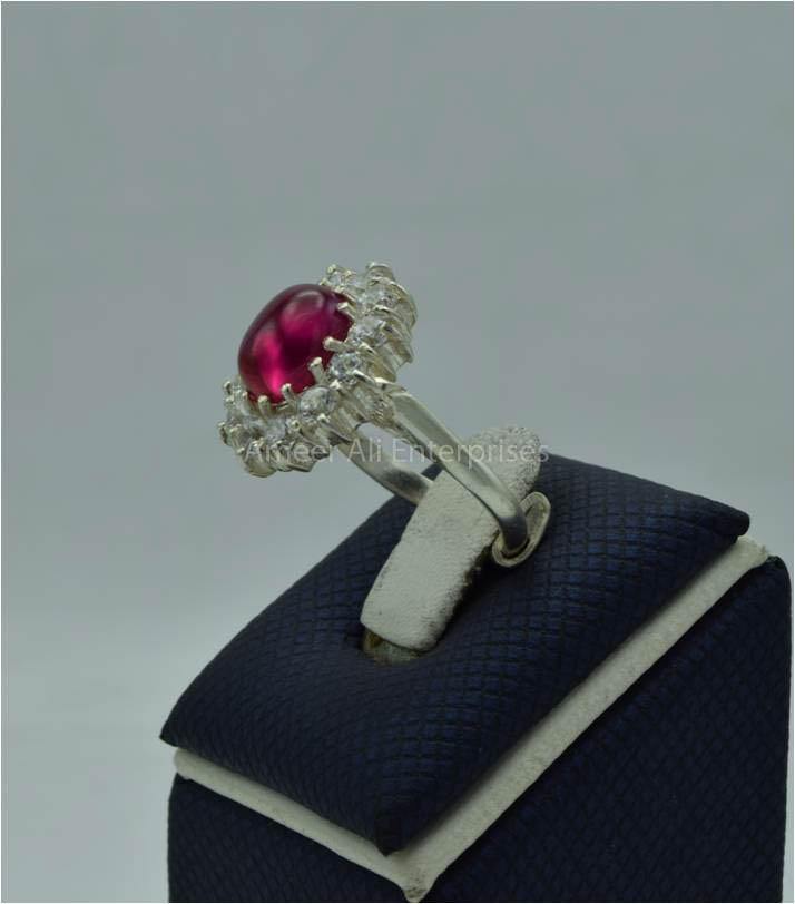 AAE 5770 Chandi Ring 925, Stone: Irani Pota Yaqoot - AmeerAliEnterprises