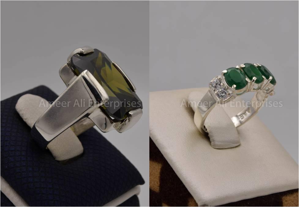 Silver Couple Rings: Pair 82, Stone: Zircon - AmeerAliEnterprises
