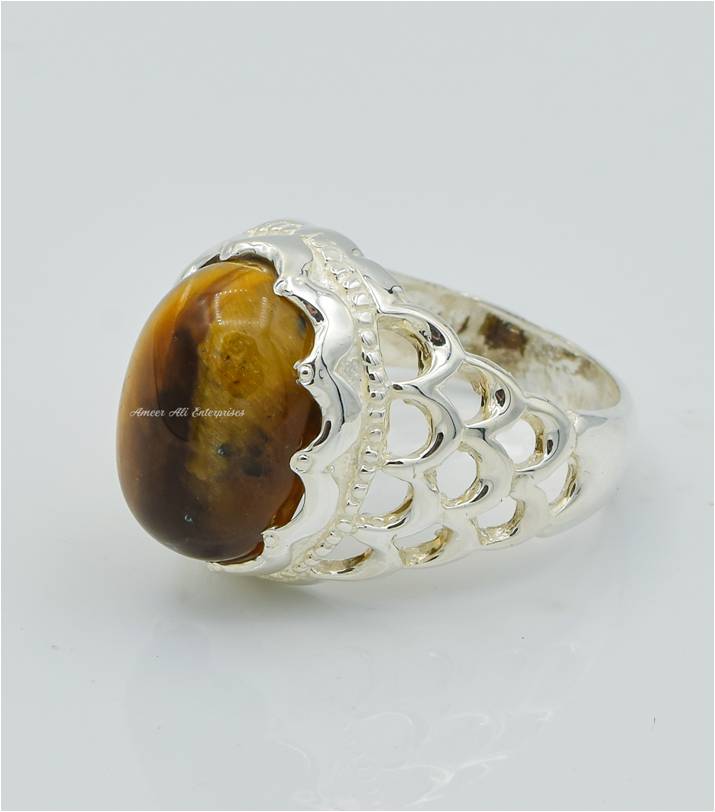 AAE 6241 Chandi Ring 925, Stone: Tiger's Eye