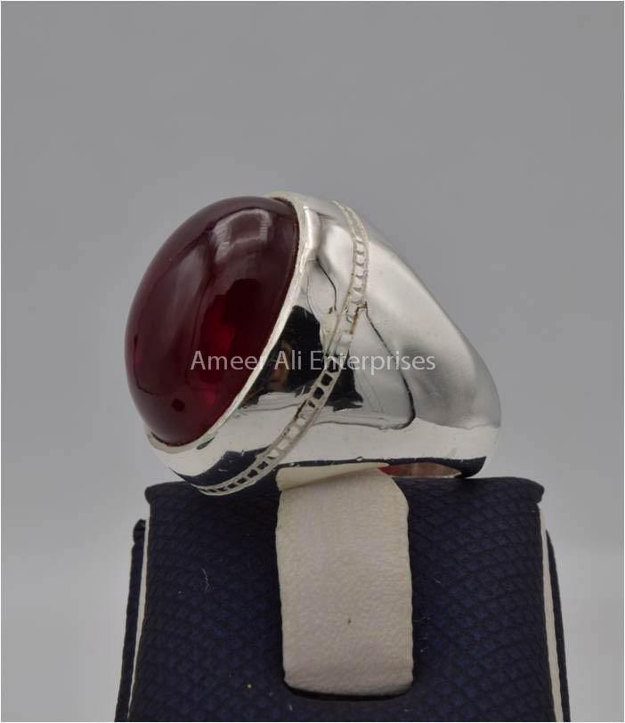 AAE 2213 Chandi Ring 925, Stone: Irani Poota Yaqoot (Anari Yaqoot) - AmeerAliEnterprises