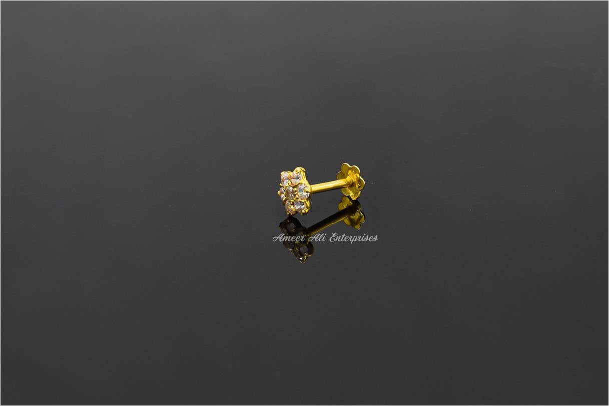AAE 6932 Gold Nose Pin, Stone: Zircon