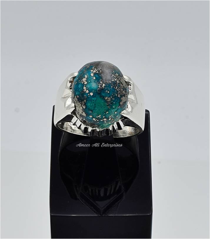 AAE 6673 Chandi Ring 925, Stone: Shajri Feroza