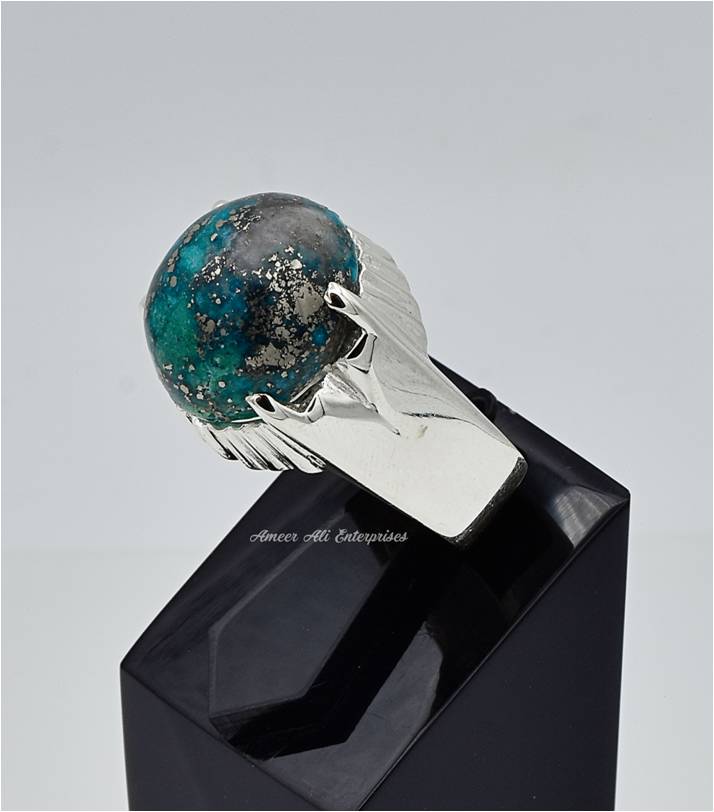 AAE 6673 Chandi Ring 925, Stone: Shajri Feroza