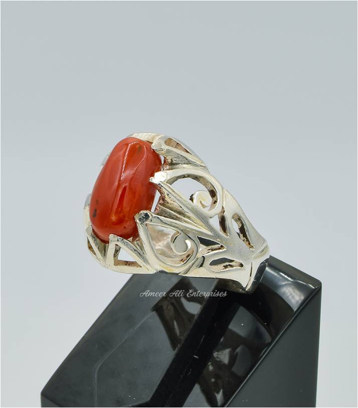 AAE 6274 Chandi Ring 925, Stone: Marjan (Coral)