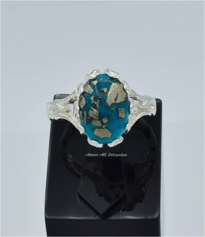 AAE 6581 Chandi Ring 925, Stone: Shajri Feroza
