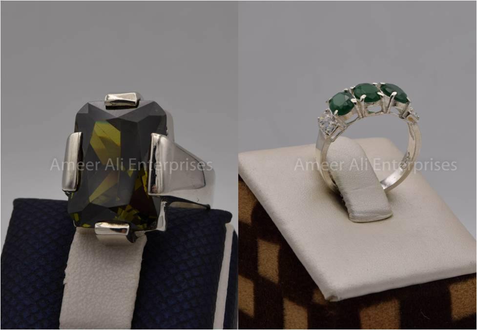 Silver Couple Rings: Pair 82, Stone: Zircon - AmeerAliEnterprises