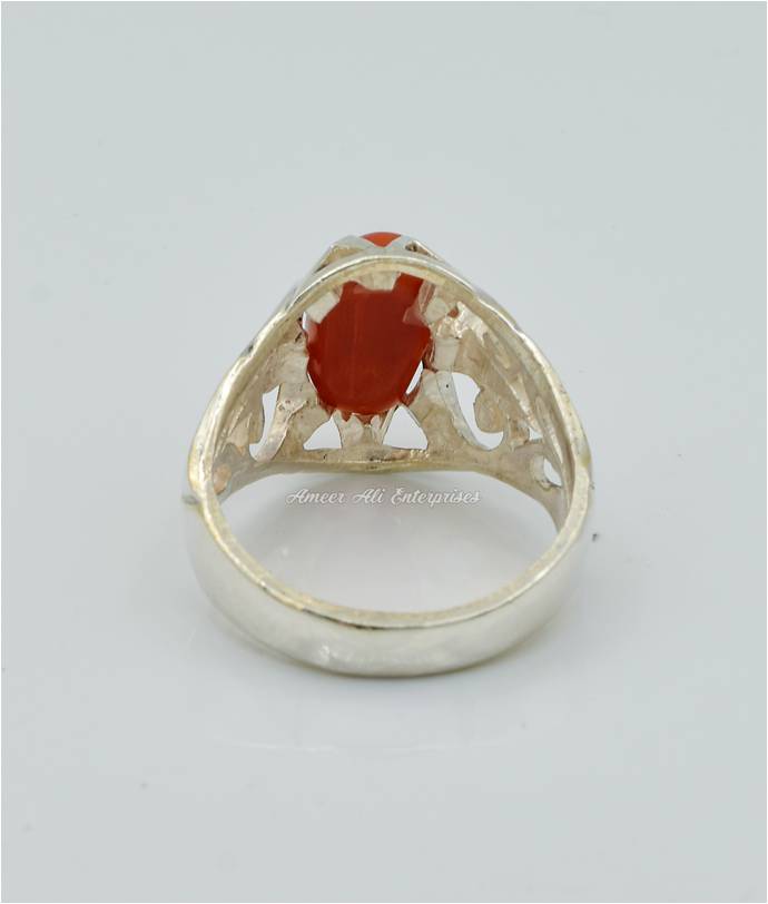 AAE 6274 Chandi Ring 925, Stone: Marjan (Coral)